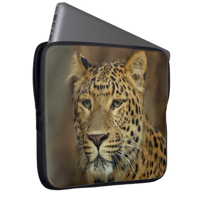 Leopard Liebe Kunst Laptopschutzhülle (Vorne Rechts)