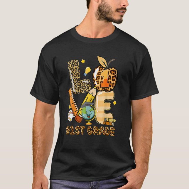 Leopard-Liebe lehrt 1. Klasse zurück zum Schullehr T-Shirt (Vorderseite)