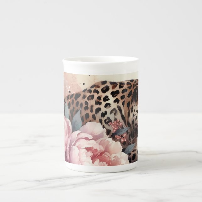 Leopard Liebe & Rosen Tasse (Vorderseite)