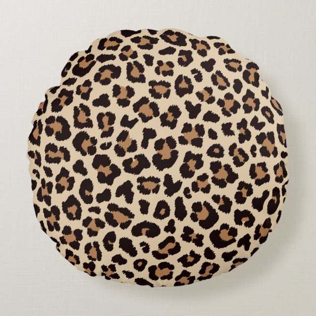 Leopard-Liebe Rundes Kissen (Vorderseite)