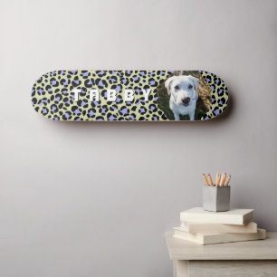 Leopard Lila Black Dog Foto Personalisiert Skateboard