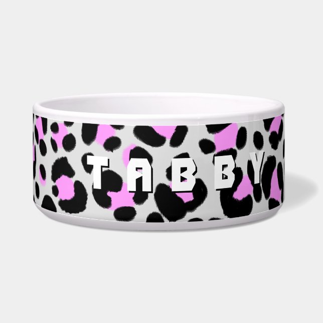 Leopard Lila Black Personalisiert Napf (Rechts)