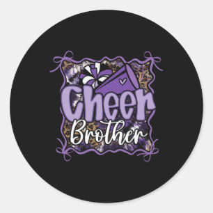 Leopard Lila Kokette Cheer Bruder Cheerleader Runder Aufkleber