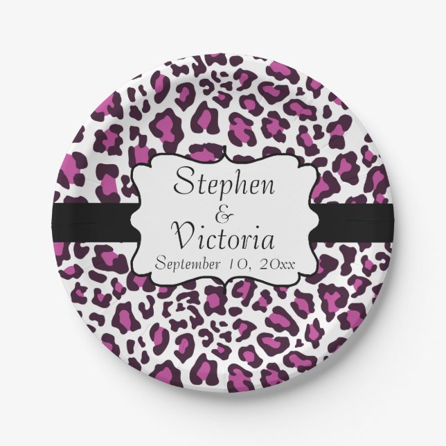 Leopard Lila Schwarz-weiße Teller für kundenspezif (Vorderseite)