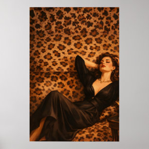 Leopard Lounge Glam Poster, elegante Frau Martini Poster