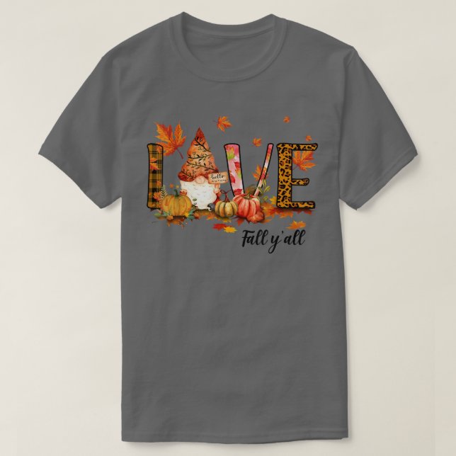 Leopard Love Fall Y'all Funny Autumn Pumpkin Fall  T-Shirt (Design vorne)
