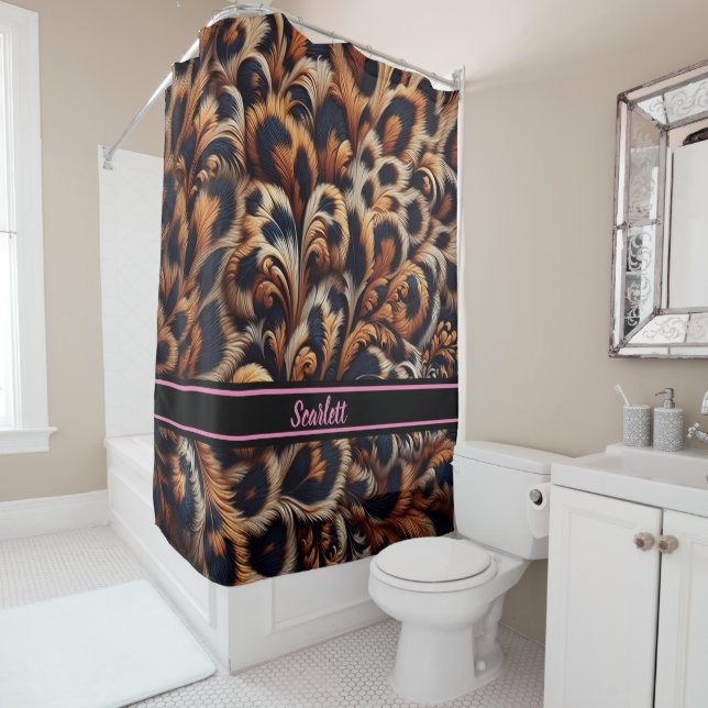 Leopard Luxe: Ihr Badezimmer mit einem Duschvorhang (Beispiel)
