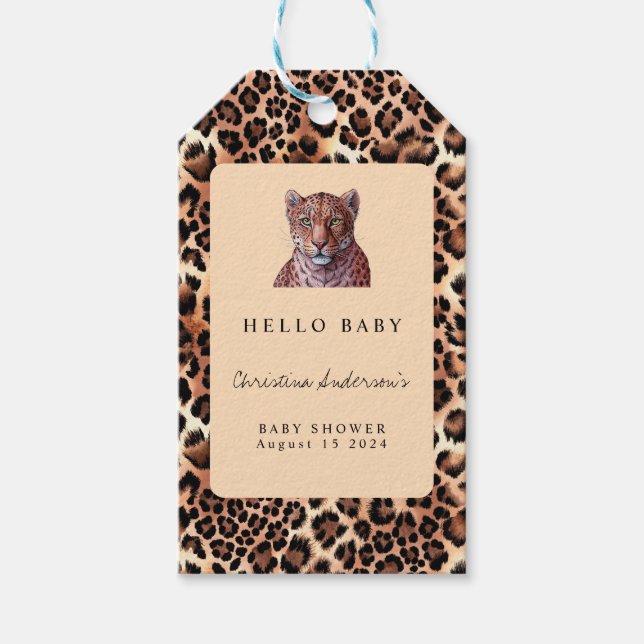 Leopard Luxury Lion Tiger Wool Muster Baby Dusche Geschenkanhänger (Vorderseite)