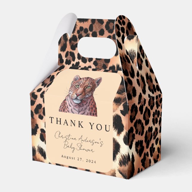 Leopard Luxury Lion Tiger Wool Muster Baby Dusche Geschenkschachtel (Vorderseite)