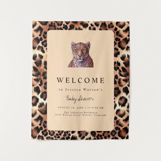 Leopard Luxury Lion Tiger Wool Muster Baby Dusche Wandteppich (Vorderseite)