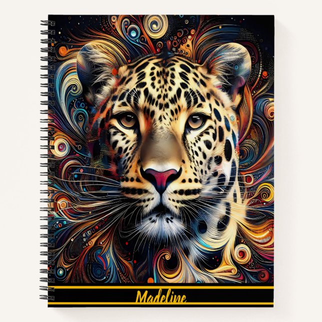 Leopard Magie: Künstlerische Dschungel-Atmosphäre Notizbuch (Vorderseite)