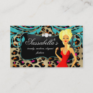 Leopard Makeup Juwelry Fashion Blonde Visitenkarte