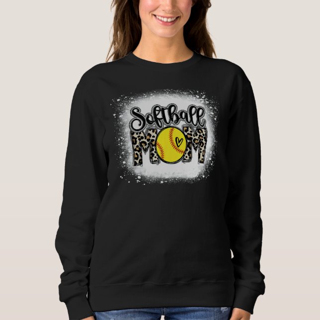Leopard-Mama auf Softball geblasen Sweatshirt (Vorderseite)