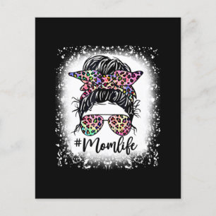 Leopard Mama Life Messy Bun Gefärbte Krawatte Mütt Flyer