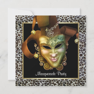 Leopard-Maske Schwarz-Gold-Masquerade-Party Einladung