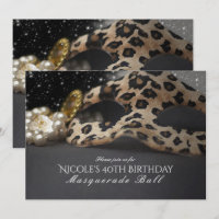 Leopard Masquerade Mask & Pearls Party Einladungen