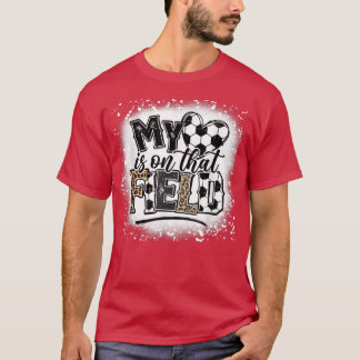 Leopard mein Herz ist auf diesem Feld Fußball Lieb T-Shirt