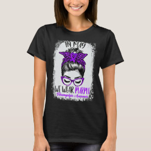 Leopard Messy Bun May We Wear Lila Fibromyalgie T-Shirt