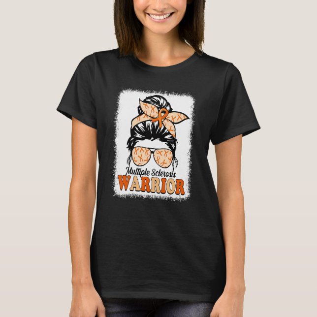 Leopard Messy Bun Multiple Sclerosis Warrior MS Aw T-Shirt (Vorderseite)