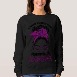 Leopard Messy Hair Bun I Tragen Lila Fibromyalgie Sweatshirt