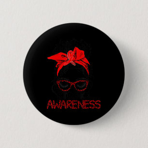 Leopard Messy Hair Bun Stroke Awareness Survivor W Button