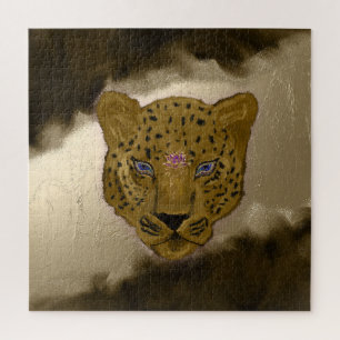 Leopard mit braunem Geode