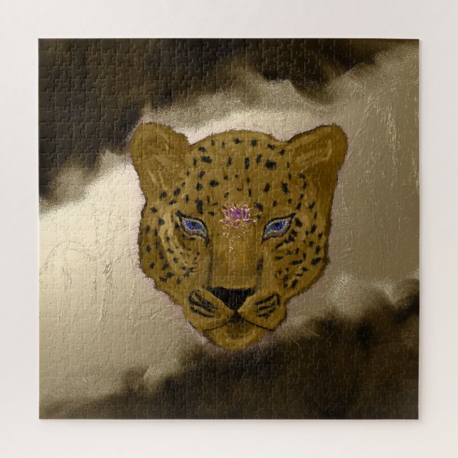Leopard mit braunem Geode (Vertikal)