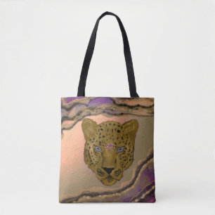 Leopard mit Geode Tasche