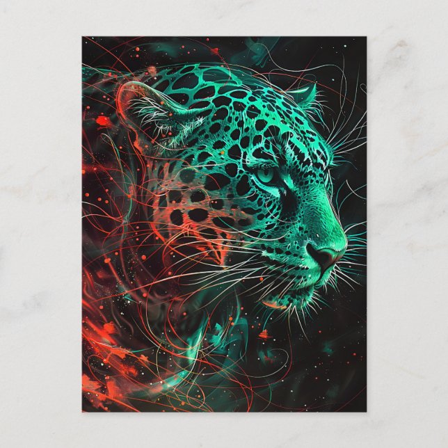 Leopard mit grönländischen Rotlichtwegen Postkarte (Vorderseite)