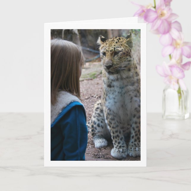 Leopard mit Kind Karte (Orchidee)