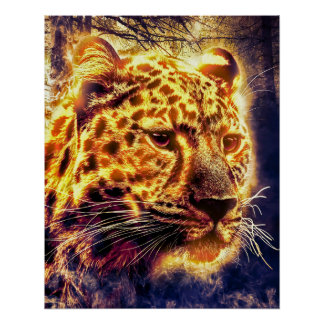 Leopard mit Licht Poster