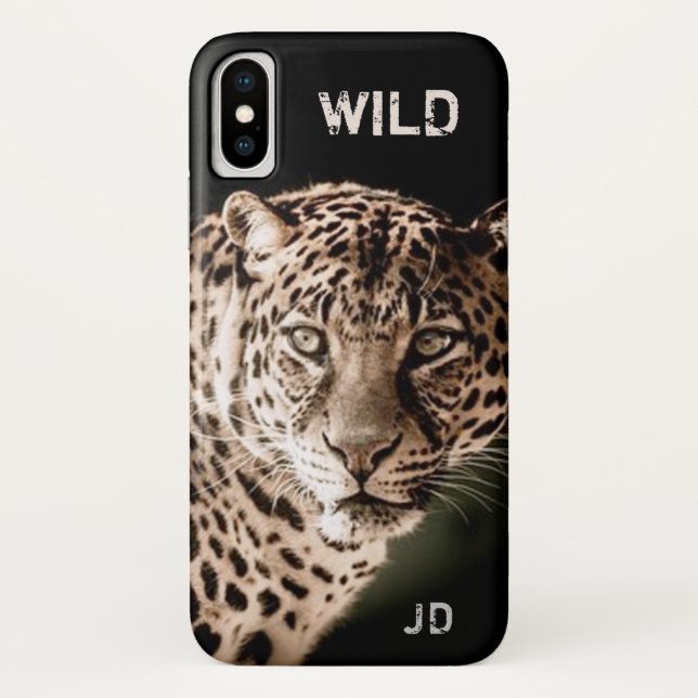Leopard mit Monogramm Case-Mate iPhone Hülle (Rückseite)