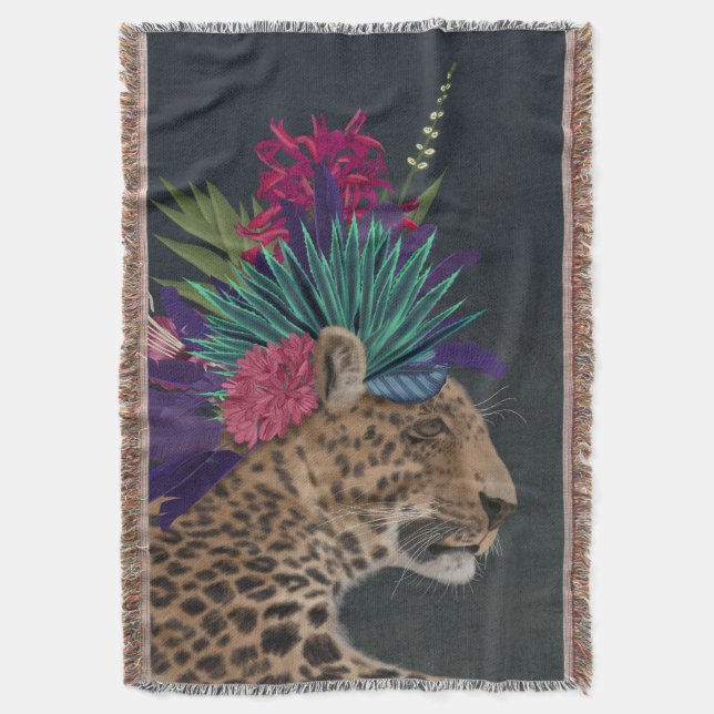 Leopard mit tropischem Kopfteil Decke (Vorderseite Vertikal)