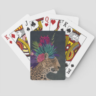 Leopard mit tropischem Kopfteil Spielkarten