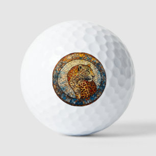 Leopard mit warmen und Coolen Farbtönen Golfball