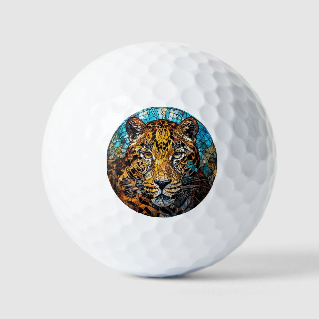 Leopard mit warmen und Coolen Farbtönen Golfball (Vorderseite)