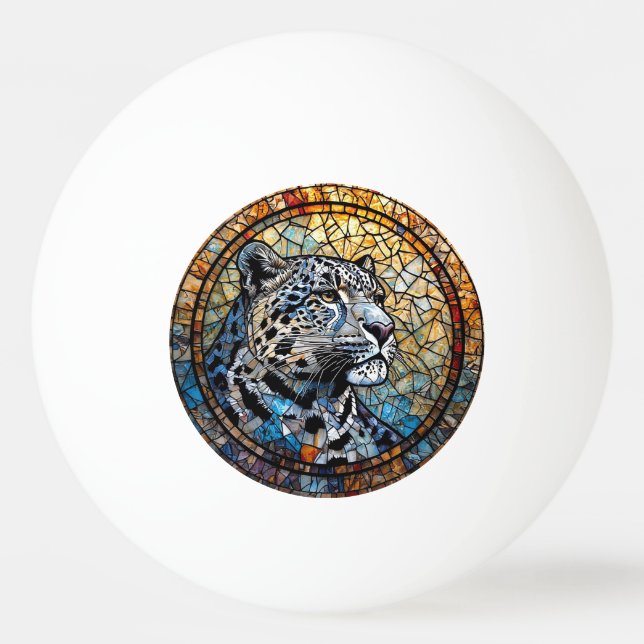 Leopard mit warmen und Coolen Farbtönen Tischtennisball (Vorderseite)