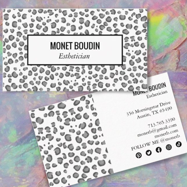 Leopard Modern Animal Print Social Media Icons Visitenkarte (Von Creator hochgeladen)