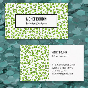 Leopard Modern Custom Green Animal Print Visitenkarte
