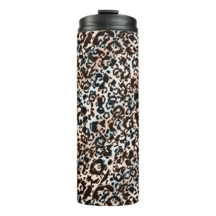Leopard, modern, gepunktet, braun, beige, hautfarb thermosbecher
