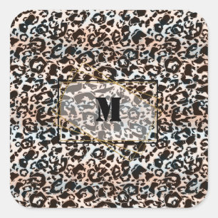 Leopard, modern, gepunktet, braun, personalisiert quadratischer aufkleber