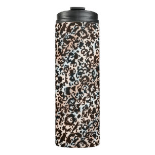 Leopard, modisch, gefleckt, braun, beige, Fell, Thermosbecher