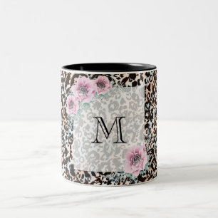 Leopard, modisch, gefleckt, braun, beige, Fell, Zweifarbige Tasse