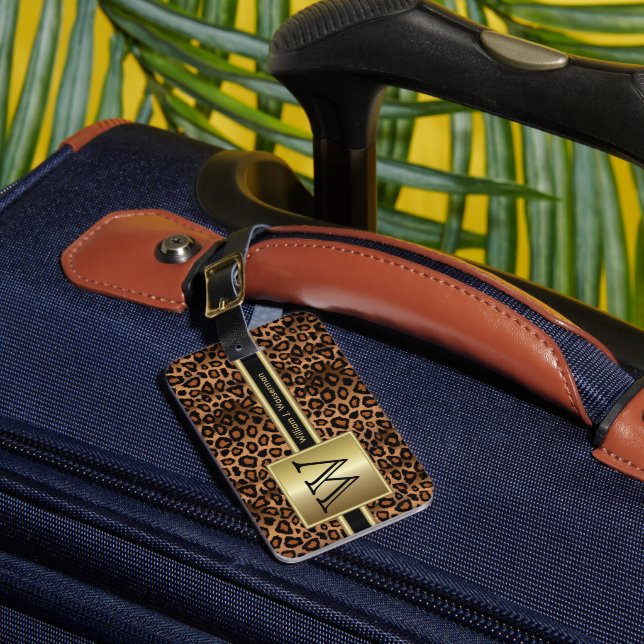 Leopard Monogram Führungskraft Style Gepäckanhänger (Vorderseite Insitu 1)