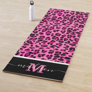 Leopard-Monogramm für Tiere rosa Yogamatte