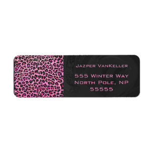 Leopard-Monogramm, Schwarz und Heiß-Rosa