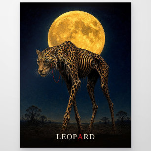 Leopard Monokel gothic Surrealismus Postkarte