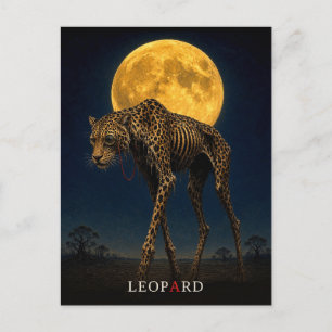 Leopard Monokel gothic Surrealismus Postkarte