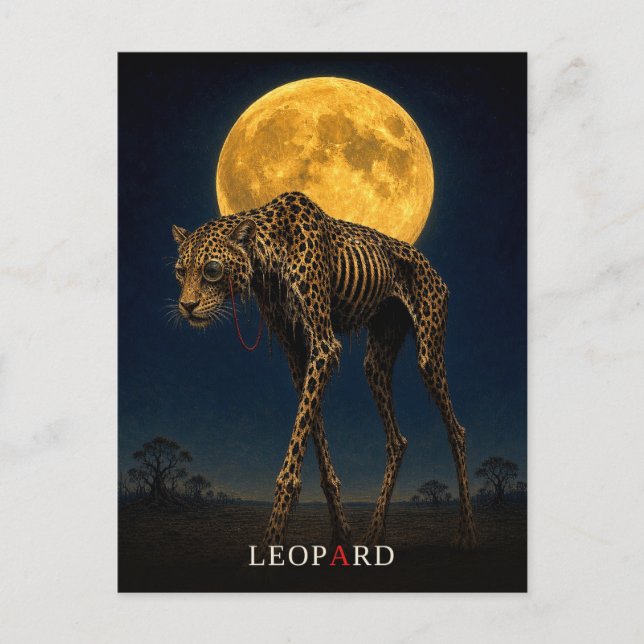 Leopard Monokel gothic Surrealismus Postkarte (Vorderseite)