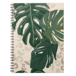 Leopard Monstera: Jungle Print Vintag. Notizblock